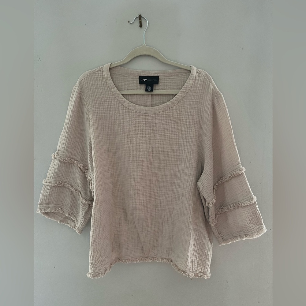 Jones New York Cream Textured Women's Top. 100% cotton size 1X.